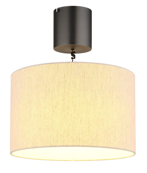 Globo LED Pendelleuchte Thea 8W warmweiss Schwarz-chrom matt cremefarben Metall Leinen Ø35cm