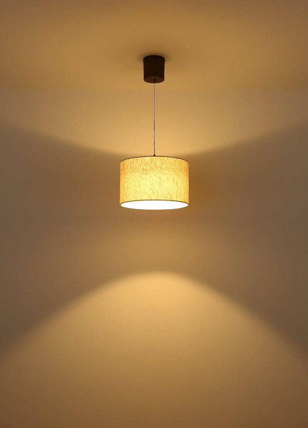 Globo LED Pendelleuchte Thea 8W warmweiss Schwarz-chrom matt cremefarben Metall Leinen Ø35cm