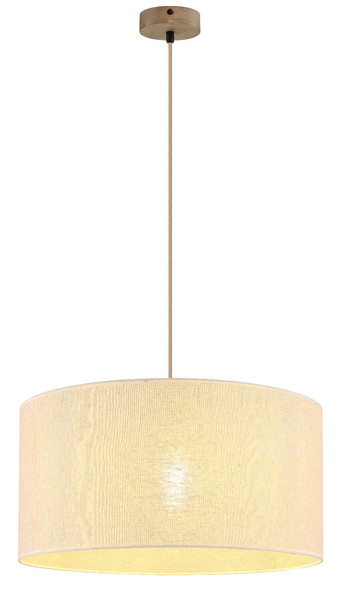 Globo Pendelleuchte Jule E27 Braun beige Holz Leinen Ø50cm