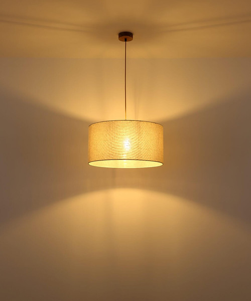 Globo Pendelleuchte Jule E27 Braun beige Holz Leinen Ø50cm