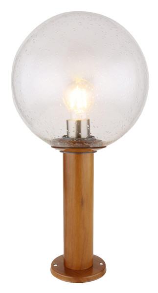 Globo Sockelleuchte Ossy E27 IP44 Holzoptik Aluminium Druckguss Glas 50cm