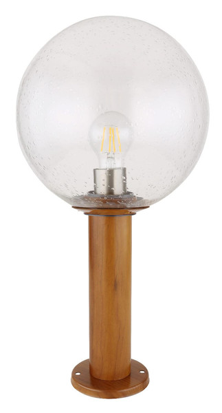 Globo Sockelleuchte Ossy E27 IP44 Holzoptik Aluminium Druckguss Glas 50cm