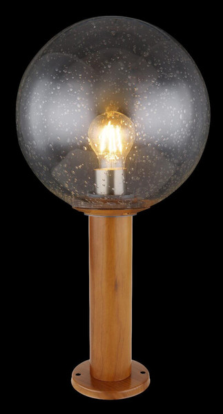 Globo Sockelleuchte Ossy E27 IP44 Holzoptik Aluminium Druckguss Glas 50cm