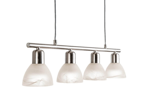 Globo LED Pendelleuchte Daytona 4-flammig E14 LED 4x 5W warmweiss Nickel matt alabaster Optik Metall Glas 150x60cm