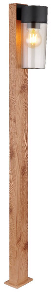 Globo Sockelleuchte Etsi E27 IP44 Holzoptik dunkel rauchfarben Edelstahl Glas 100cm