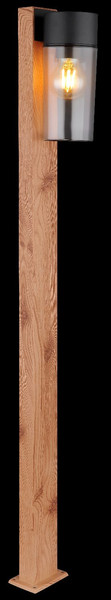 Globo Sockelleuchte Etsi E27 IP44 Holzoptik dunkel rauchfarben Edelstahl Glas 100cm