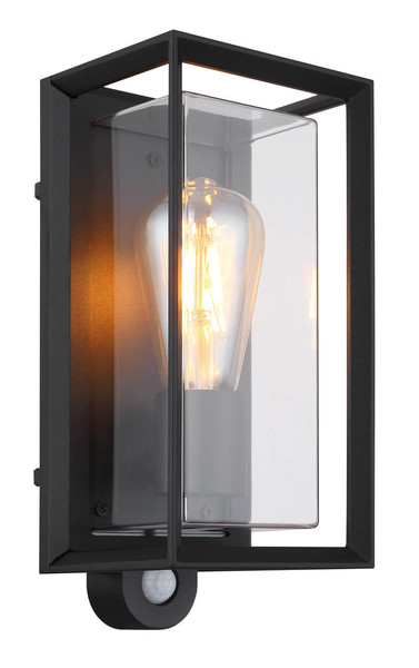 Globo Logana E27 Außenleuchte 60W IP44 Schwarz Matt, Aluminium Bewegungssensor 28cm 31982SS