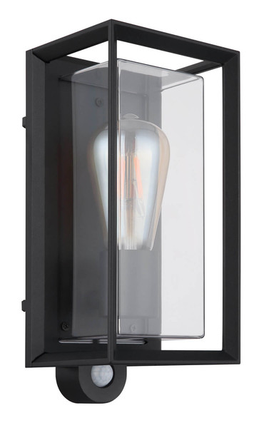 Globo Logana E27 Außenleuchte 60W IP44 Schwarz Matt, Aluminium Bewegungssensor 28cm 31982SS