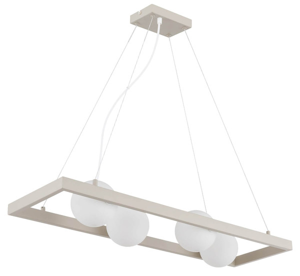 Globo Pendelleuchte Nanda 4-flammig G9 Sandfarben matt opal Metall Glaskugeln 150x84cm