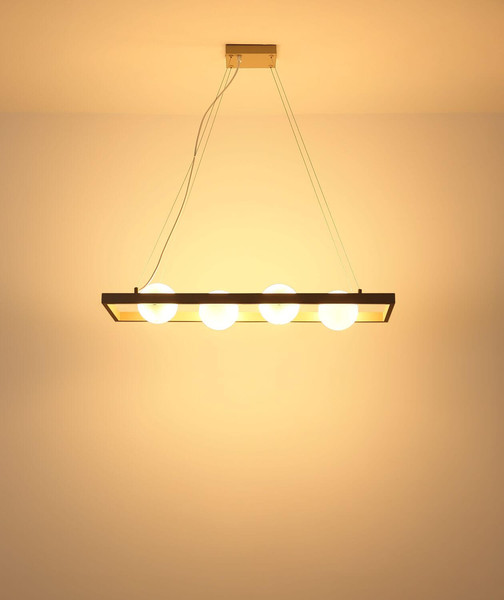 Globo Pendelleuchte Nanda 4-flammig G9 Sandfarben matt opal Metall Glaskugeln 150x84cm