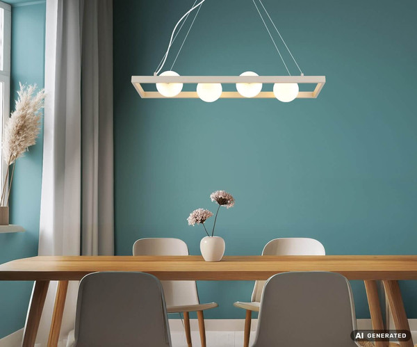 Globo Pendelleuchte Nanda 4-flammig G9 Sandfarben matt opal Metall Glaskugeln 150x84cm