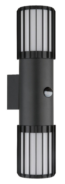 Globo Außenwandleuchte Mervin 2-flammig E27 Bewegungsmelder IP54 Anthrazit matt Aluminium 38x9cm