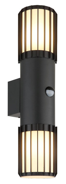 Globo Außenwandleuchte Mervin 2-flammig E27 Bewegungsmelder IP54 Anthrazit matt Aluminium 38x9cm