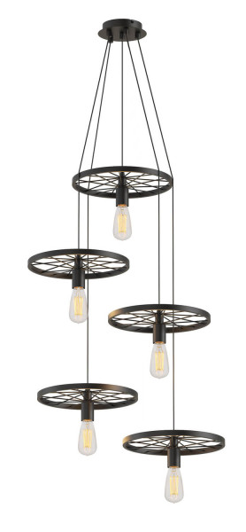 Globo Jan Hängeleuchte 5-fach 40W Schwarz, Metall 150cm 33100508