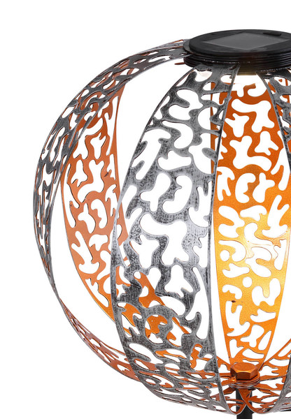 Globo Solarleuchte Metall Silberfarben, 1Xled LED Solarleuchte 0,12W IP44 Silberfarben, Metall 41cm 33647