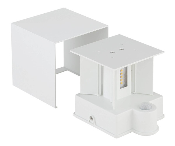 Globo LED Außenleuchte Veronika 2-flammig 2x 3W Bewegungsmelder IP54 warmweiss Weiß Aluminium Druckguss 12,5x10cm