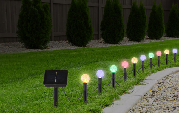 Globo Solar LED Solarleuchte 20-fach 0,06W IP44 Schwarz Matt Ø3cm 36352-20