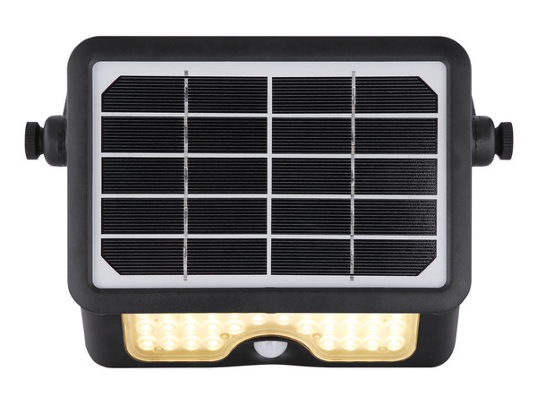 Globo Solarleuchte Kunststoff Schwarz, 1Xled LED Solarleuchte 5W Warmweiß IP65 Schwarz Bewegungssensor 3,4cm 36483