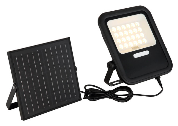 Globo LED Solarleuchte Gridon 6,5W dimmbar Fernbedienung Akku IP65 warmweiss Schwarz matt Glas 25x24cm