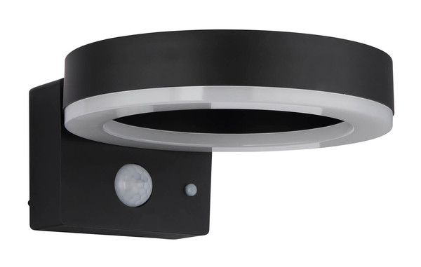 Globo Solarleuchte Kunststoff Schwarz Matt, 1Xled LED Solarleuchte 6W Neutralweiß IP44 Schwarz Matt Bewegungssensor Ø16cm 36507K