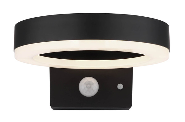 Globo Solarleuchte Kunststoff Schwarz Matt, 1Xled LED Solarleuchte 6W Neutralweiß IP44 Schwarz Matt Bewegungssensor Ø16cm 36507K