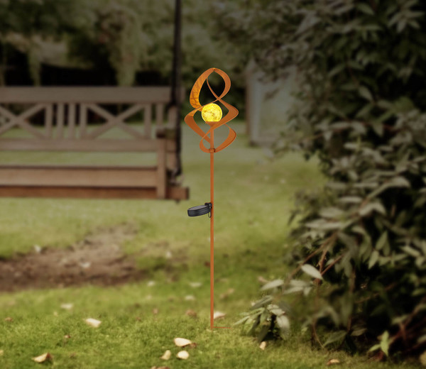 Globo Solarleuchte Metall Rostfarben, 1Xled LED Solarleuchte 0,06W IP44 Rostfarben, Metall 90cm 36531