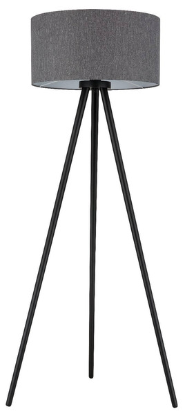 Globo Stehleuchte Stabilo E27 Schwarz matt anthrazit Holz Textil 148cm