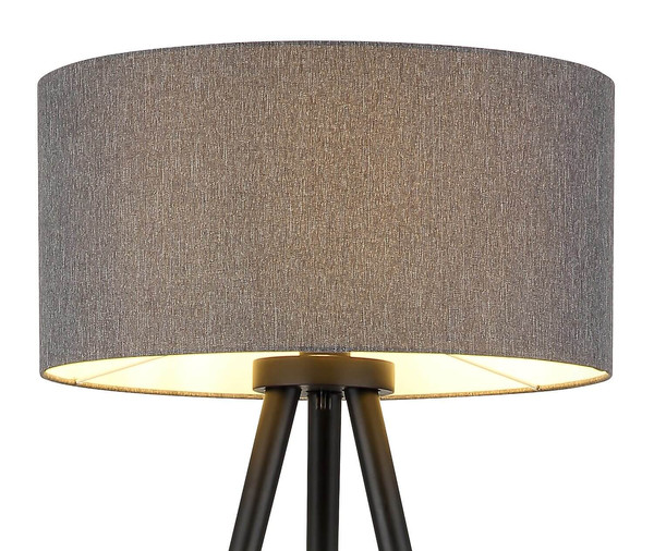 Globo Stehleuchte Stabilo E27 Schwarz matt anthrazit Holz Textil 148cm