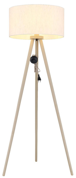 Globo Stehleuchte Stabilo E27 Sandfarben matt naturfarben Holz 148cm