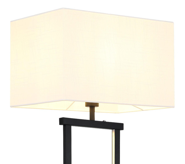 Globo Stehleuchte Sydney E27 + LED 25W dimmbar warmweiss Schwarz matt weiß Metall Textil 153cm