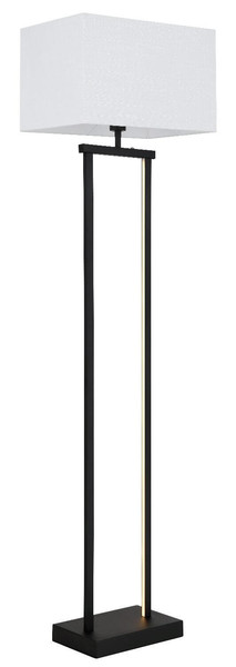 Globo Stehleuchte Sydney E27 + LED 25W dimmbar warmweiss Schwarz matt weiß Metall Textil 153cm