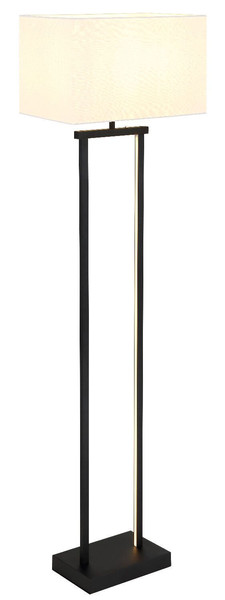 Globo Stehleuchte Sydney E27 + LED 25W dimmbar warmweiss Schwarz matt weiß Metall Textil 153cm