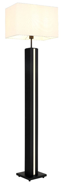 Globo Stehleuchte Forest E27 + LED 17W dimmbar warmweiss Holzoptik dunkel weiß MDF Textil 150cm