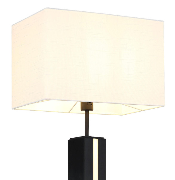 Globo Stehleuchte Forest E27 + LED 17W dimmbar warmweiss Holzoptik dunkel weiß MDF Textil 150cm