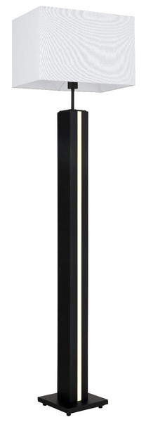 Globo Stehleuchte Forest E27 + LED 17W dimmbar warmweiss Holzoptik dunkel weiß MDF Textil 150cm