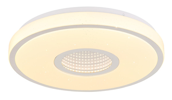 Globo Astania LED Deckenleuchte 24W Warmweiß Weiß, Metall Sparkle-Dekor Memoryfunktion Ø38cm 41264T