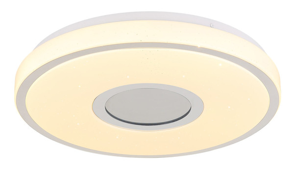 Globo Astania LED Deckenleuchte 24W Warmweiß Weiß, Metall Sparkle-Dekor Memoryfunktion Ø38cm 41264T