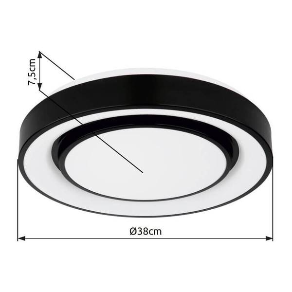Globo LED Deckenleuchte Sully 24W dimmbar Fernbedienung CCT warm-/tageslichtweiss Schwarz Metall Ø38cm
