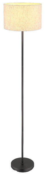 Globo Stehleuchte Thea E27 Schwarz-chrom matt cremefarben Metall Leinen 160cm