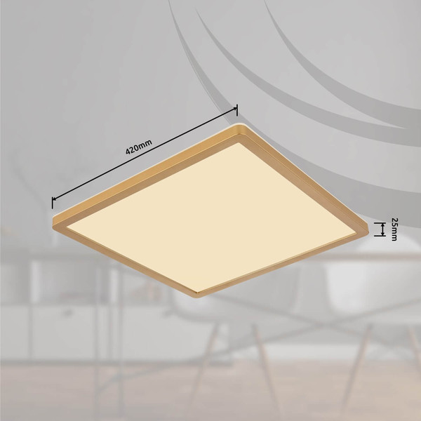 Globo LED Deckenleuchte Sapana 24W IP44 warmweiss Messingfarben matt 42x42cm