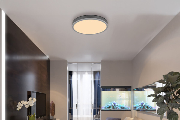 Globo Doro LED Deckenleuchte 24W Warmweiß Silberfarben, Aluminium Ø45cm 416080AD2R