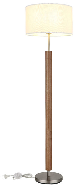 Globo Stehleuchte Mila E27 Nickel matt weiß Metall Textil 150cm