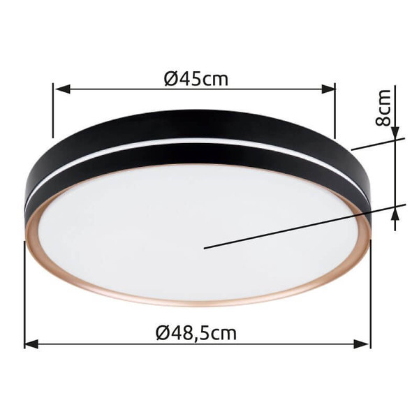 Globo LED Deckenleuchte Manni 40W dimmbar Fernbedienung CCT warm-/tageslichtweiss Schwarz Metall Ø48,5cm