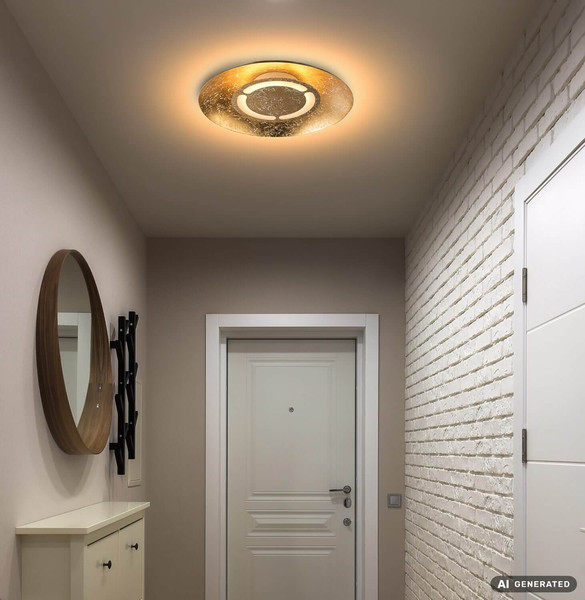 Globo LED Deckenleuchte Tabea 12W warmweiss Goldfarben weiß patiniert Metall Ø34,5cm
