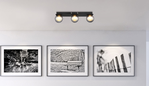 Globo Ander G9 Deckenleuchte 3-fach 10W IP44 Schwarz Matt, Metall Ø10cm 41928-3