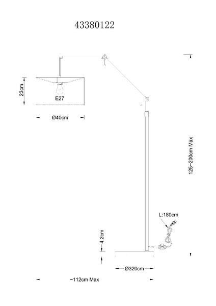 Globo Stehleuchte Rom E27 Sandfarben beige Metall Leinen 200cm