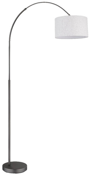 Globo Stehleuchte Thea E27 Schwarz-chrom matt cremefarben Metall Leinen 195cm