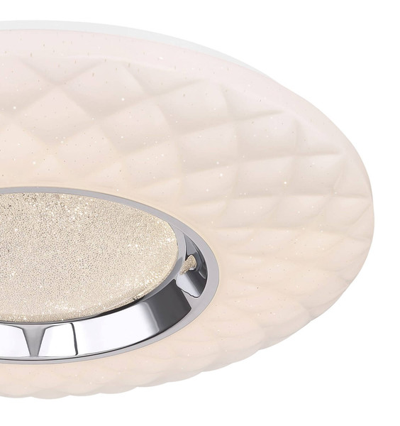 Globo LED Deckenleuchte Magnifique 30W dimmbar Fernbedienung CCT warm-/tageslichtweiss Weiß opal sparkle Metall Ø49cm
