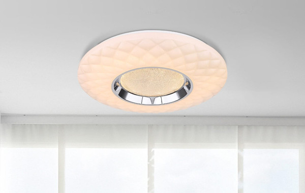 Globo LED Deckenleuchte Magnifique 30W dimmbar Fernbedienung CCT warm-/tageslichtweiss Weiß opal sparkle Metall Ø49cm