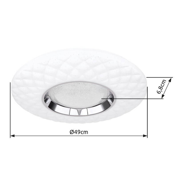 Globo LED Deckenleuchte Magnifique 30W dimmbar Fernbedienung CCT warm-/tageslichtweiss Weiß opal sparkle Metall Ø49cm
